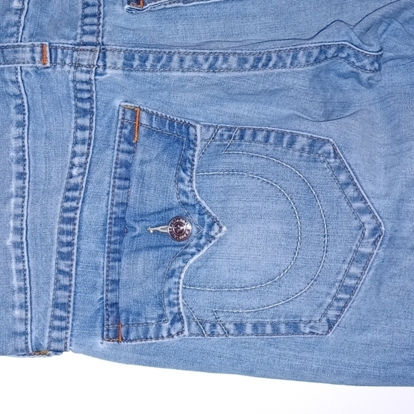 TRUE RELIGION Blue Jeans w/ Orange Stitch Detail, 38W, 32L - Picture 7 of 9